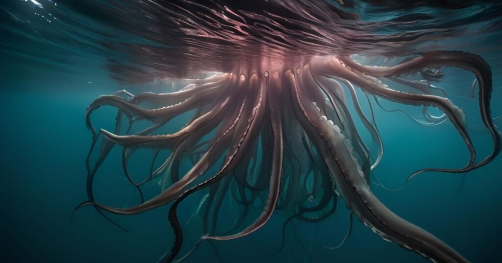 Tentáculos de un calamar gigante